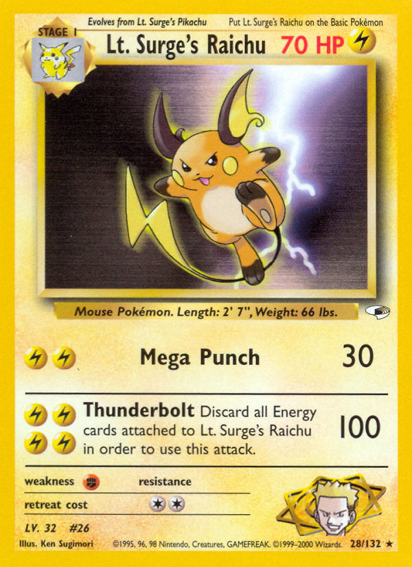 Gym Heroes Lt. Surge's Raichu #28/132 unlimited